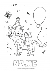 Free coloring Birthday Jaguar Balloons Animal Intermediate coloring pages Wild animals of Africa