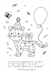 Dessin gratuit Anniversaire Jaguar Ballons Animal Coloriages intermédiaires Animaux sauvages d'Afrique