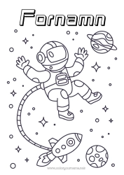 Gratis teckning Raket Utrymme Planeter och solsystem Mellannivå färgläggningar Jord Astronaut Astronomi Luftfartyg Utforskningsyrken