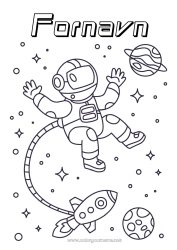 Fargeleggingssiden å tilpasse Rakett Rom Planeter og solsystemet Mellomliggende fargelegginger Jord Astronaut Astronomi Luftfartøy Utforskningsyrker