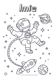 Kolorowanka do personalizacji Rakieta Przestrzeń Planety i układ słoneczny Kolorowanki pośrednie Ziemia Astronauta Astronomia Pojazdy powietrzne Zawody eksploracyjne