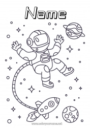 Free drawing Rocket Space Planets and solar system Intermediate coloring pages Earth Astronaut Astronomy Aerial vehicles Exploration Careers