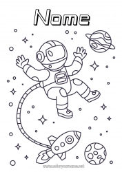 Desenho para personalizar Foguete Espaço Planetas e sistema solar Colorações Intermediárias Terra Astronauta Astronomia Veículos aéreos Profissões de exploração