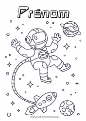 Coloriage à personnaliser Fusée Espace Planètes et système solaire Coloriages intermédiaires Terre Astronaute Astronomie Véhicules aériens Métiers d'exploration