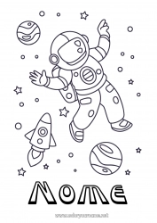 Desenho para personalizar Foguete Planetas e sistema solar Colorações Intermediárias Astronauta Astronomia Veículos aéreos Profissões de exploração