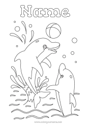 Free colouring Balloons Sea Animal Dolphin Marine or aquatic animals