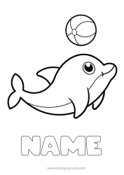 Free colouring Sea Animal Dolphin Easy colouring pages Marine or aquatic animals