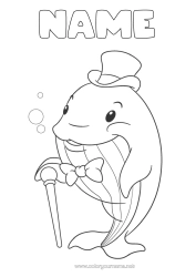 Free colouring Whale Animal Marine or aquatic animals Bow tie