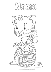Free colouring Cat Animal Dogs and cats Balls of wool