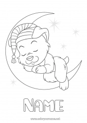 Free coloring Dog Animal Moon Dog and cat