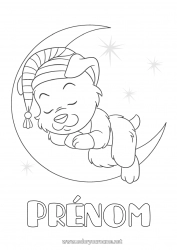 Coloriage gratuit Chien Animal Lune Chiens et chats