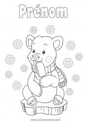 Coloriage gratuit Ours Hiver Flocons de neige Animal Animaux de la forêt