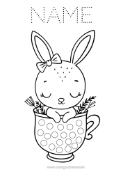 Free colouring Mug Rabbit Children's activities Animal Easter Spot markers Drink Forest animals