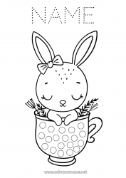 Free coloring Mug Bunny Children's activities Animal Easter Dot markers Drinks Forest animals