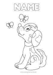 Free colouring Cute Dog Butterfly Animal Insects Dogs and cats