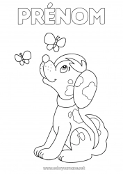 Coloriage gratuit Mignon Chien Papillon Animal Insectes Chiens et chats