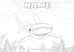 Free colouring Sea Animal Shark Marine or aquatic animals