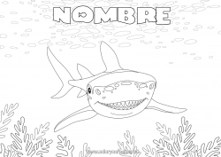 Colorear gratis Mar Animales Tiburón Animales marinos o acuáticos