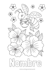 Dibujo libre Flores Animales Abeja Dibujos intermedios para colorear Insectos Hibisco Miel