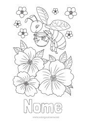 Disegno gratuito Fiori Animale Ape Disegni intermedi Insetti Hibiscus Miele