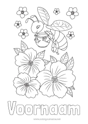 Gratis tekening Bloemen Dier Bij Intermediaire kleurplaten Insecten Hibiscus Honing