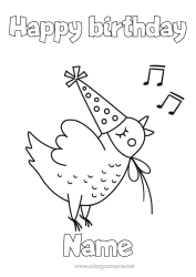 Colouring to customise Birthday Hen Animal Easy Colouring Pages Happy Birthday Message Farm Animals