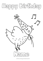 Free drawing Birthday Hen Animal Easy coloring pages Happy Birthday (English) Message Farm animals