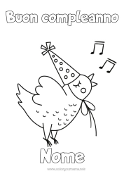 Disegno gratuito Compleanno Gallina Animale Disegni da colorare facili Buon compleanno (francese) Messaggio Animali da fattoria