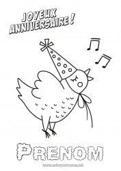 Coloriage gratuit Anniversaire Poule Animal Coloriages faciles Joyeux anniversaire (français) Message Animaux de la ferme