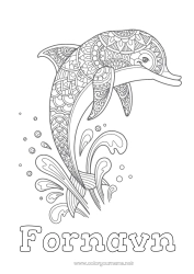 Gratis fargelegging Mandala Hav Dyr Delfin Mellomliggende fargelegginger Marin eller akvatisk dyr