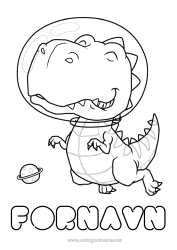 Farvelægningssiden tilpasning Dinosaurer Dyr Rum Astronaut Udforskningsfag