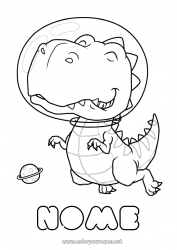 Desenho para personalizar Dinossauros Espaço Astronauta Profissões de exploração