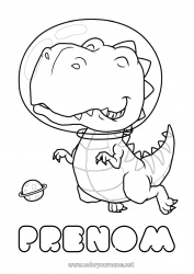 Coloriage à personnaliser Dinosaures Espace Astronaute Métiers d'exploration