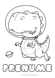 Pagină de colorat personalizată Dinozauri Animal Spațiu Astronaut Meserii de explorare