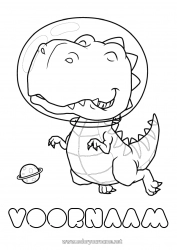 Gratis kleurplaat Dinosaurussen Dier Ruimte Astronaut Verkenningsberoepen