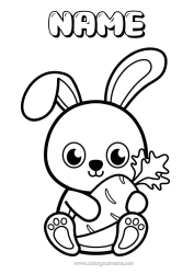 Free colouring Cute Rabbit Animal Easy colouring pages Forest animals