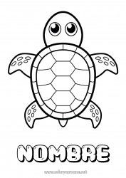 Colorear para personalizar Lindo Tortuga Animales Dibujos fáciles para colorear Animales marinos o acuáticos Reptiles Tortuga marina Tortuga terrestre