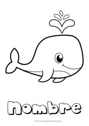 Colorear para personalizar Lindo Ballena Animales Dibujos fáciles para colorear Animales marinos o acuáticos