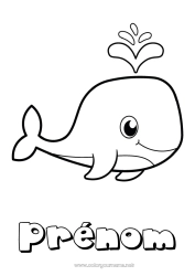 Dessin gratuit Mignon Baleine Animal Coloriages faciles Animaux marins ou aquatique