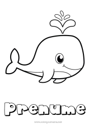Pagină de colorat gratuită Drăguț Balena Animal Desene de colorat ușoare Animale marine sau acvatice
