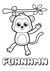 Gratis färgläggning Söt Djur Apa Lätta målarbilder Afrikas vilda djur