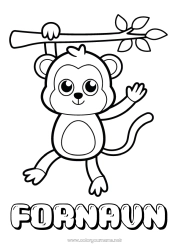 Farvelægningssiden tilpasning Sød Dyr Abe Nem farvelægning Afrikanske vilde dyr