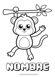 Colorear para personalizar Lindo Animales Mono Dibujos fáciles para colorear Animales salvajes de África