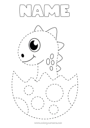 Free colouring Cute Dinosaurs Children's activities Animal Trace and colour.