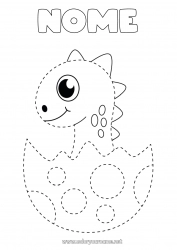 Disegno gratuito Carino Dinosauri Attività per Bambini Animale Traccia e colora