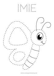 Rysunek za darmo Słodki Motyl Aktywności dla dzieci Zwierzę Łatwe kolorowanki Śledź i koloruj Owady