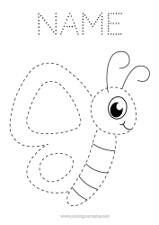 Free colouring Cute Butterfly Children's activities Animal Easy colouring pages Trace and colour. Insects