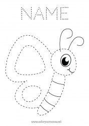 Free drawing Cute Butterfly Children's activities Animal Trace and color Insects