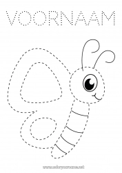Gratis tekening Schattig Vlinder Activiteiten voor Kinderen Dier Trace et colorie Insecten