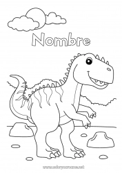 Colorear para personalizar Dinosaurios Animales Tiranosaurio